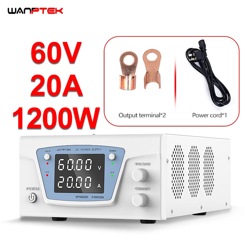 High Power 60V 20A Bench Power Supply - Wanptek Lab DC Power Supply Adjustable